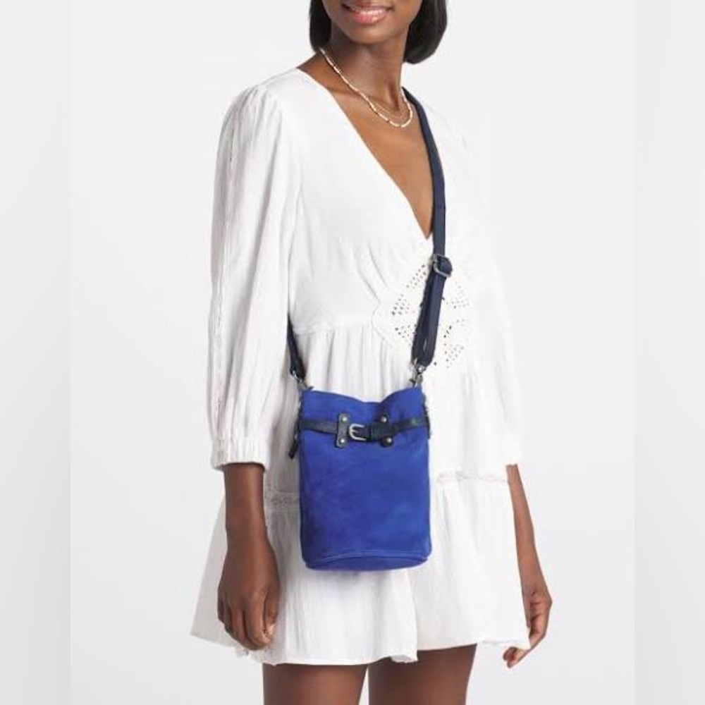 Free People Soren Cobalt Suede Bucket Bag - Picture 7 of 7